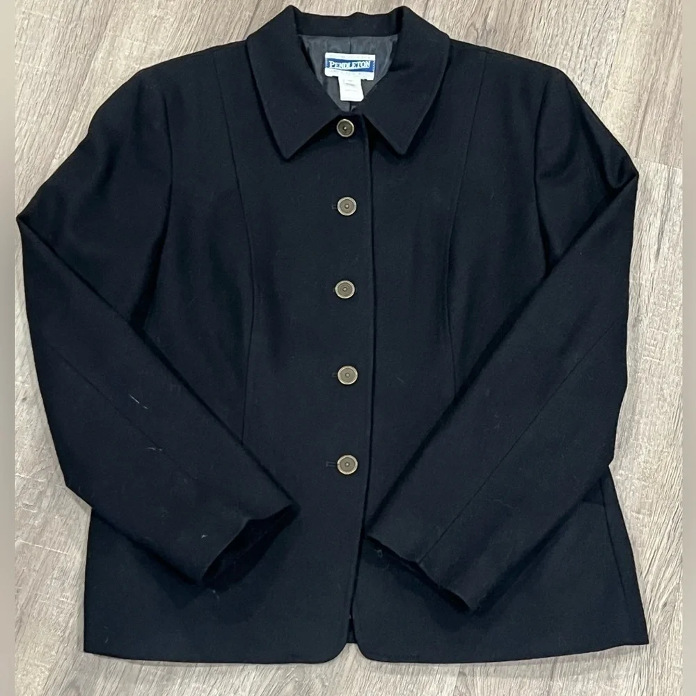 Pendleton Size 10 Made in USA 100% Wool Button Front Blazer Coat Classic Chic